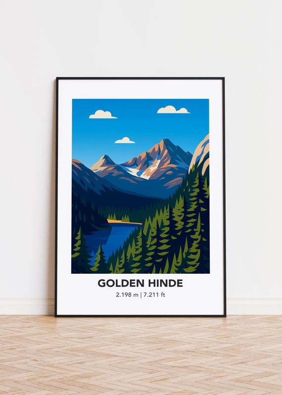 Golden Hinde Mountain Art Poster Modern Minimalist Print