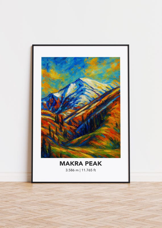 Makra Peak Mountain Print Modern Oil Painting Style Poster