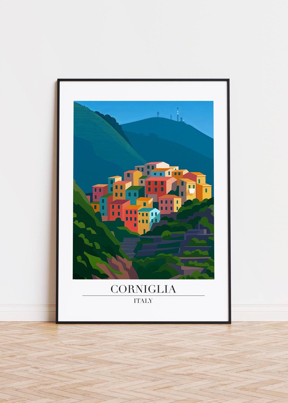 Corniglia Italy Hillside Village Cinque Terre Coastal Travel Poster