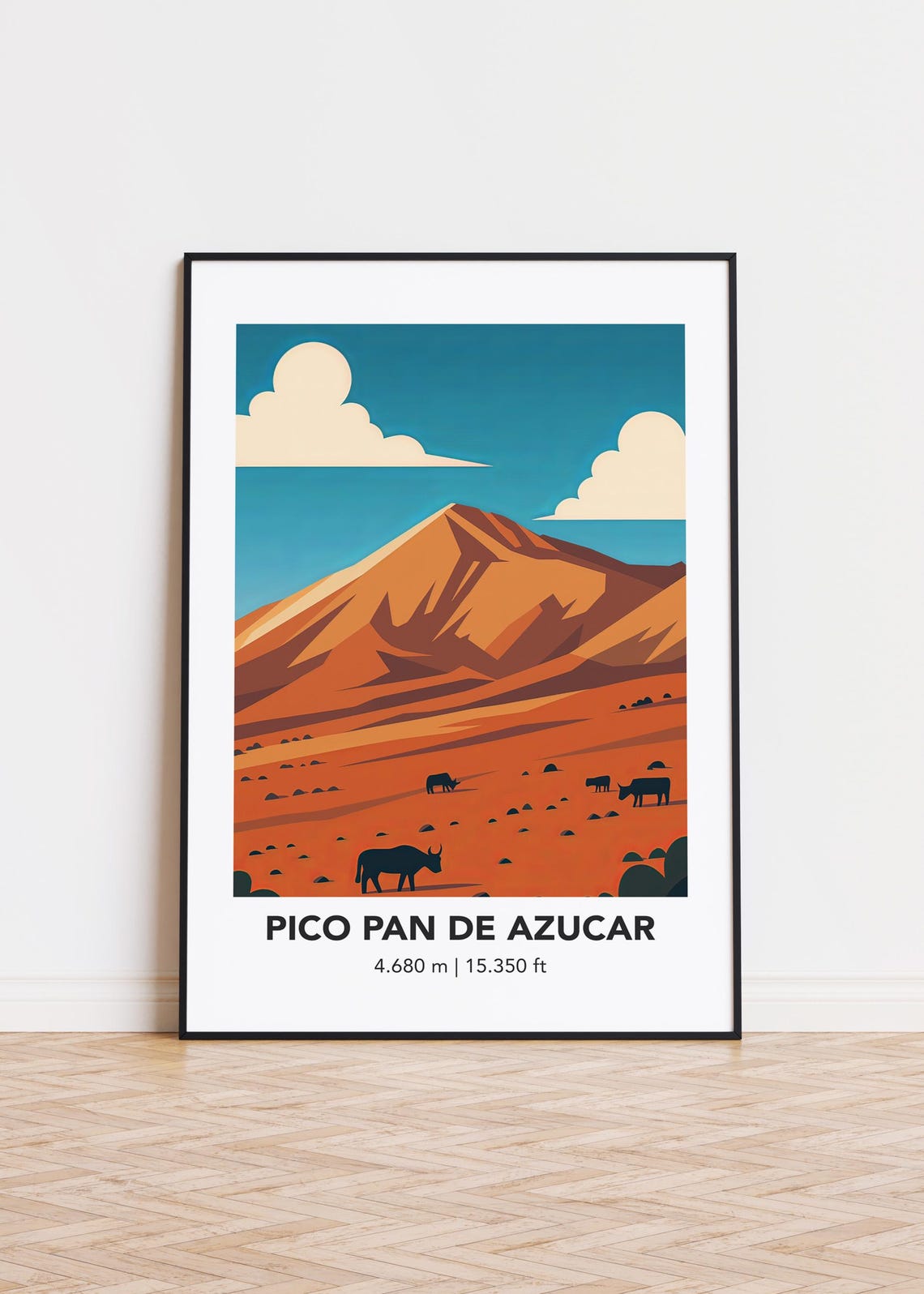 Pico Pan de Azucar Desert Peak Grazing Cattle Mountain Poster