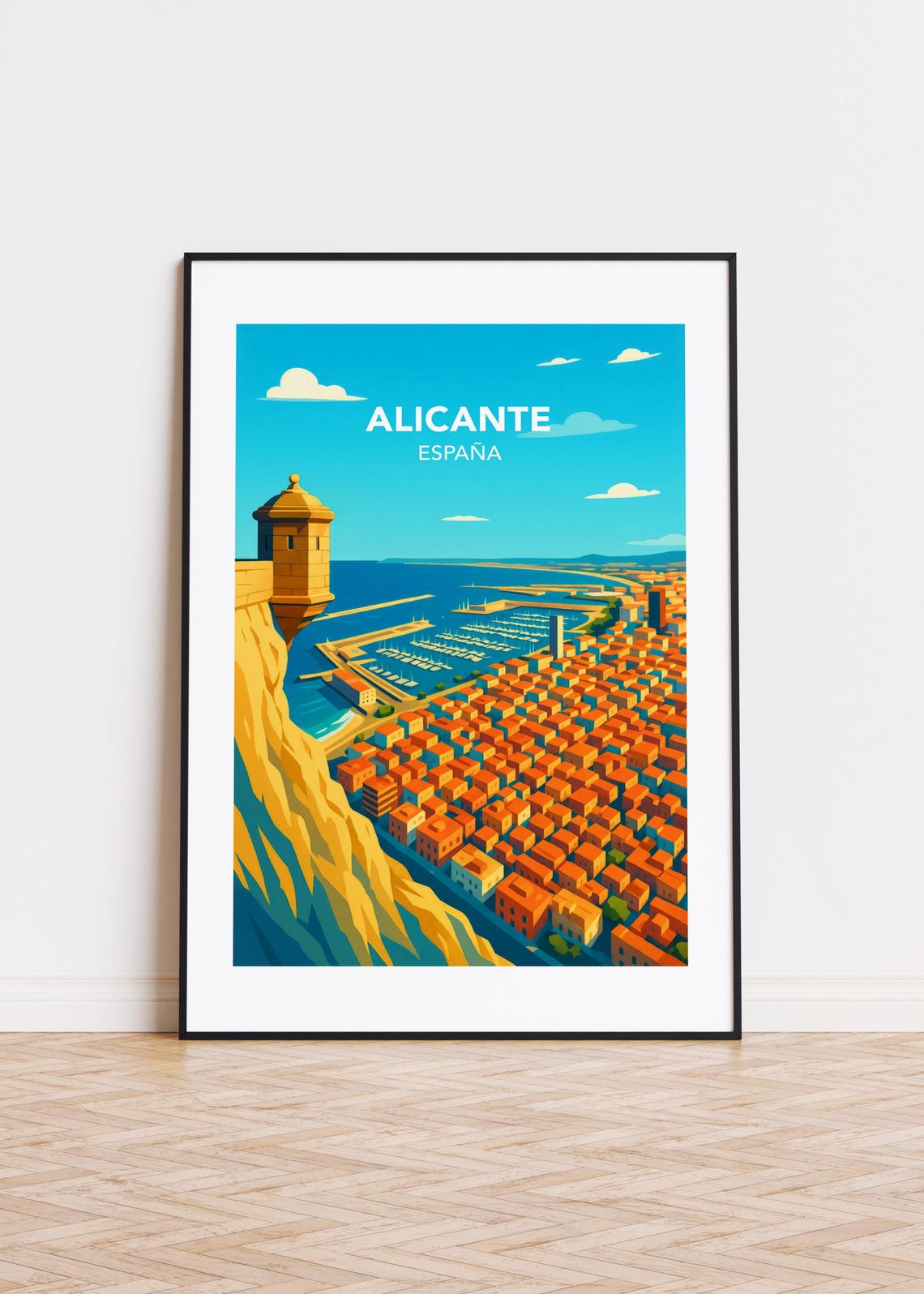 Alicante Cityscape Poster Modern Travel Art Print
