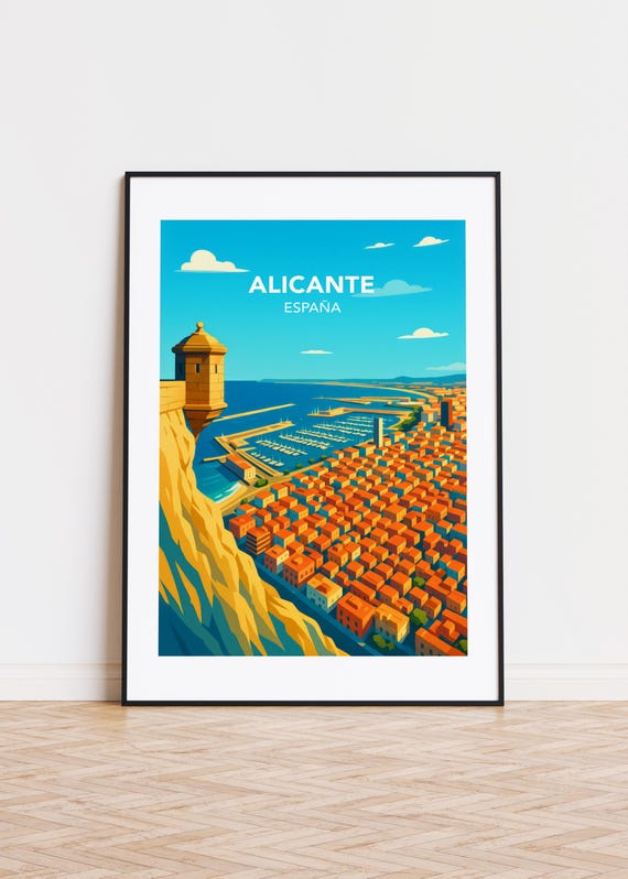 Alicante Cityscape Poster Modern Travel Art Print