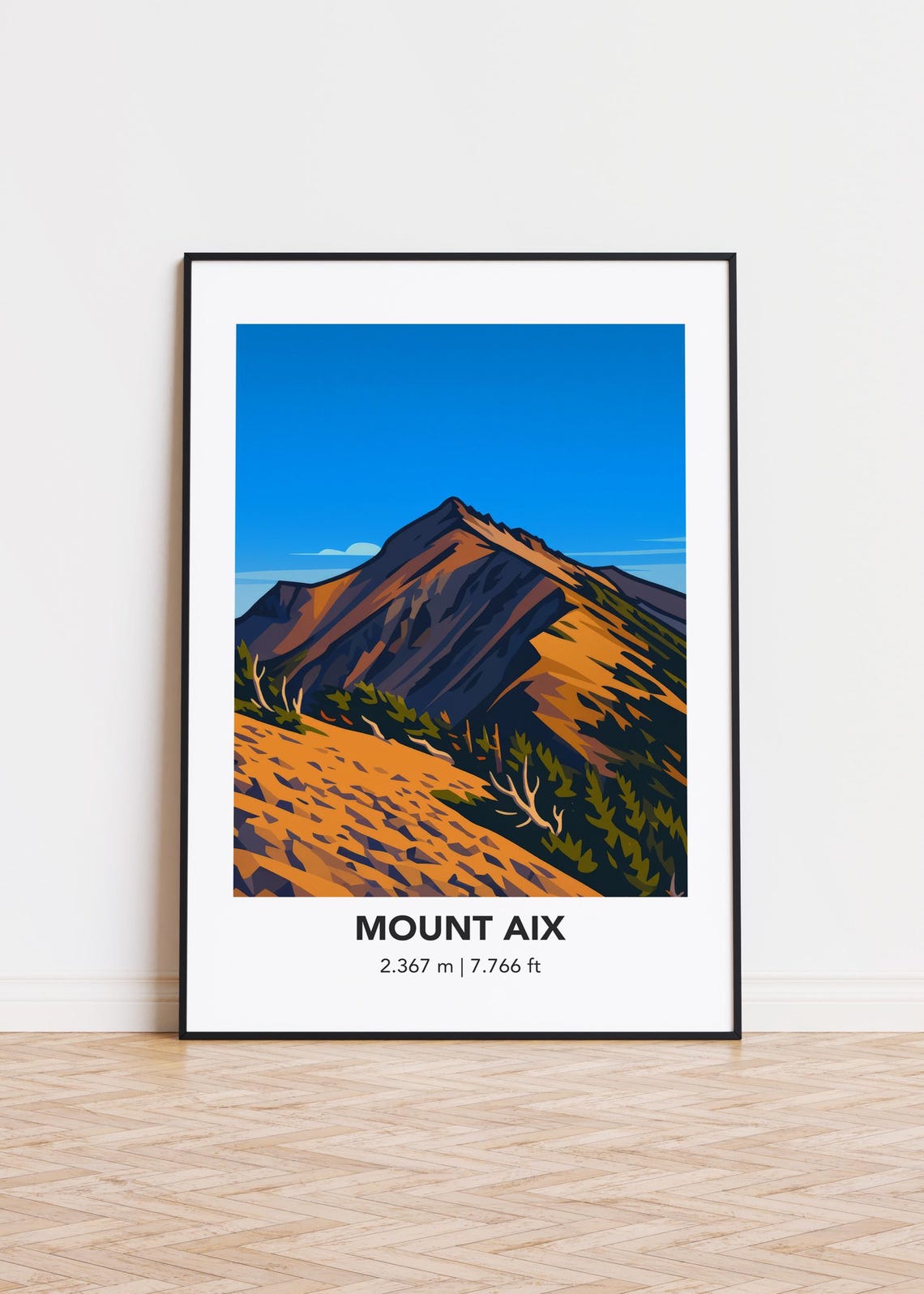 Mount Aix Minimalist Mountain Poster With Elevation Detail 2367m