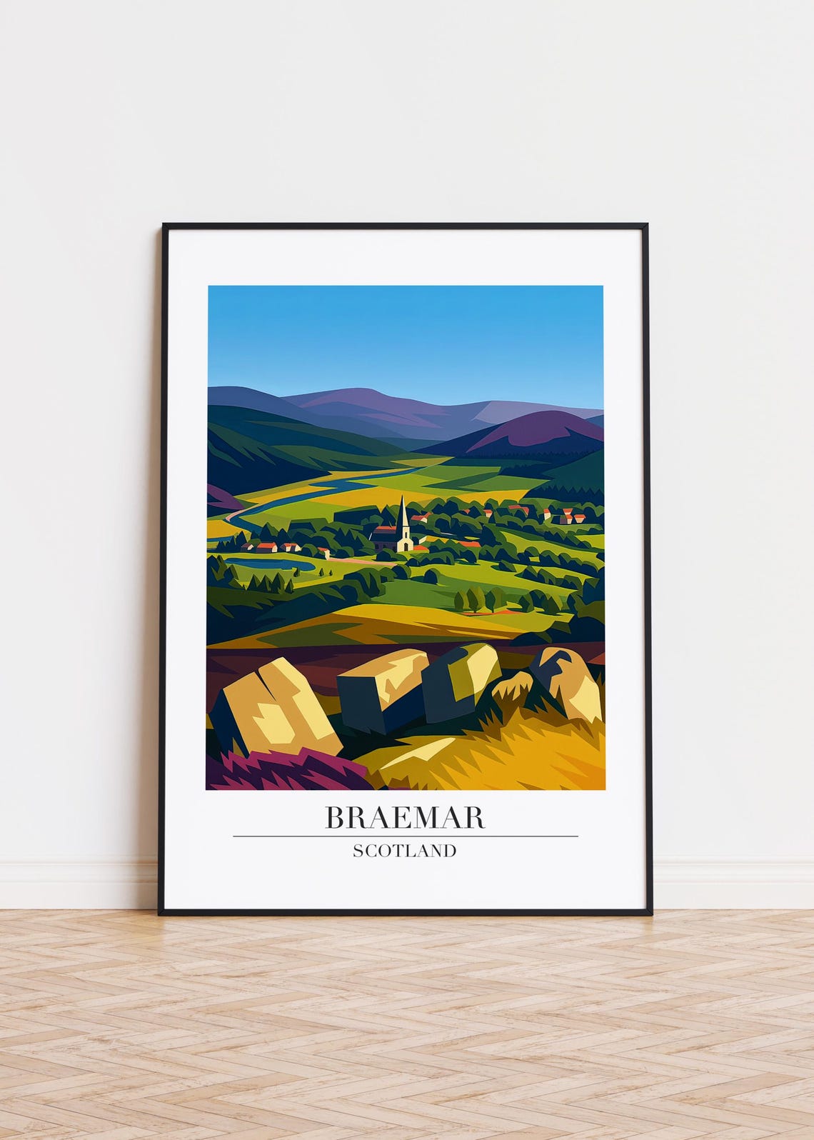 Braemar Scotland Modern Travel Poster