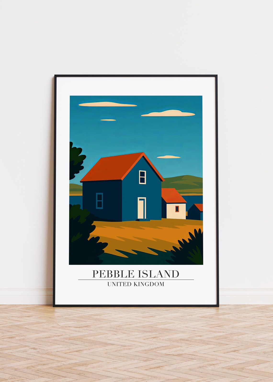 Pebble Island United Kingdom Travel Poster