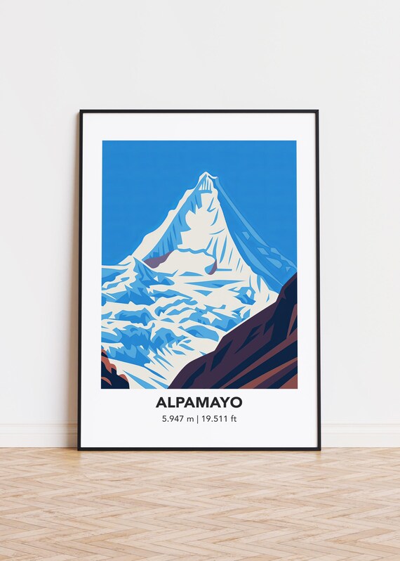Alpamayo Mountain Illustration Art Print Modern Minimalist Poster