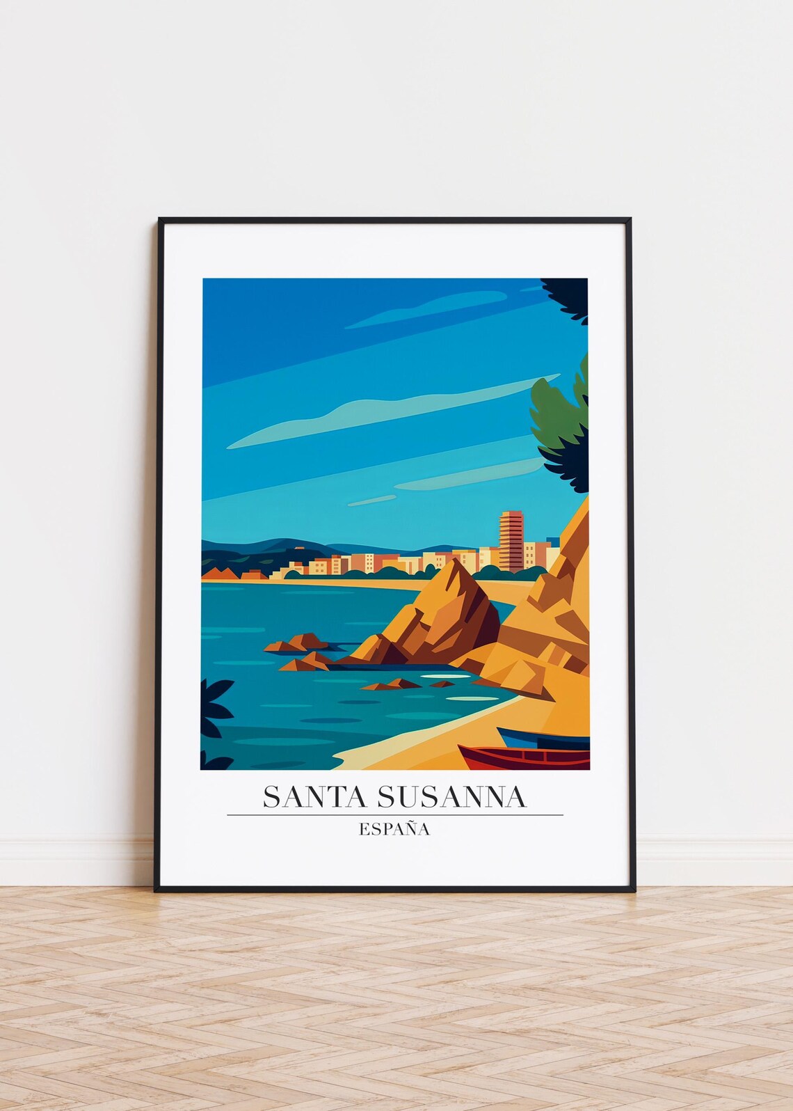 Santa Susanna Spain Modern Travel Poster