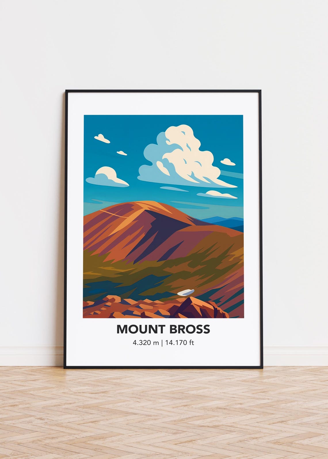 Mount Bross Colorado Red Dome Geometric Illustration Art Poster