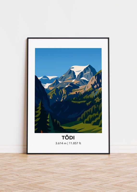 Tdi Mountain Art Print Swiss Alps Illustration