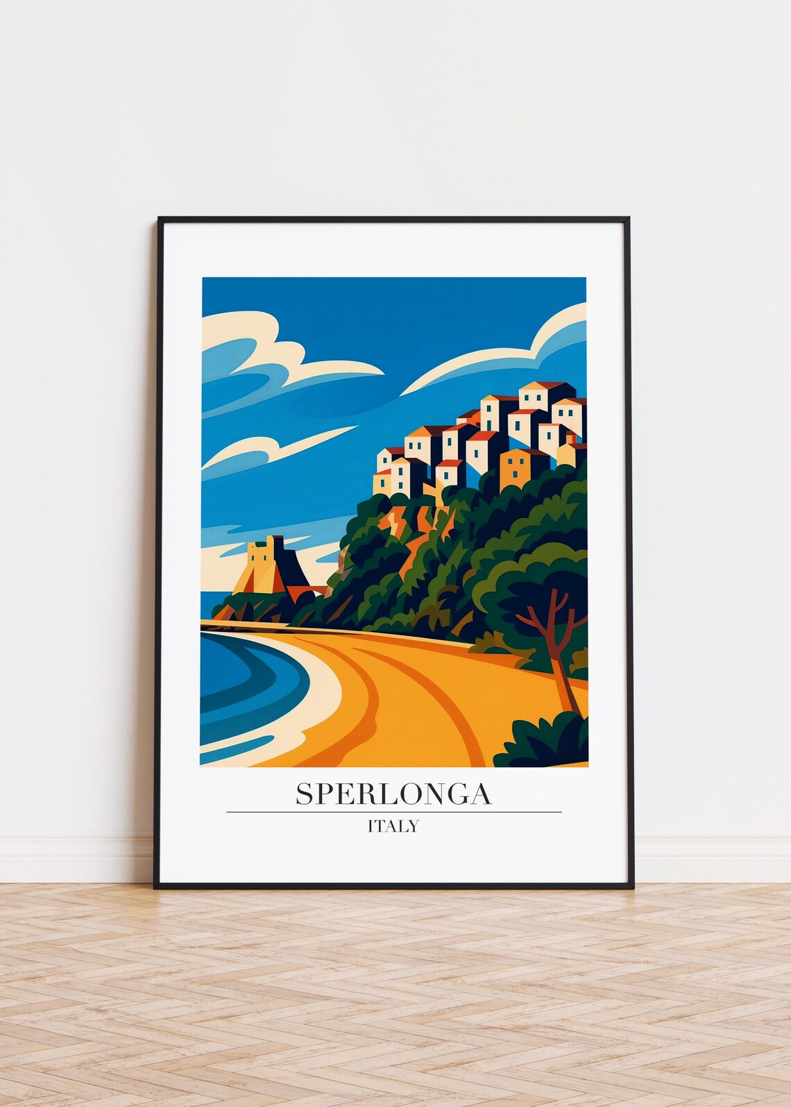 Sperlonga Italy Modern Travel Poster Print
