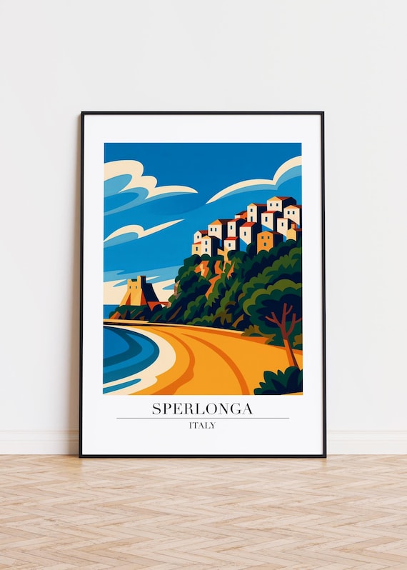 Sperlonga Italy Modern Travel Poster Print