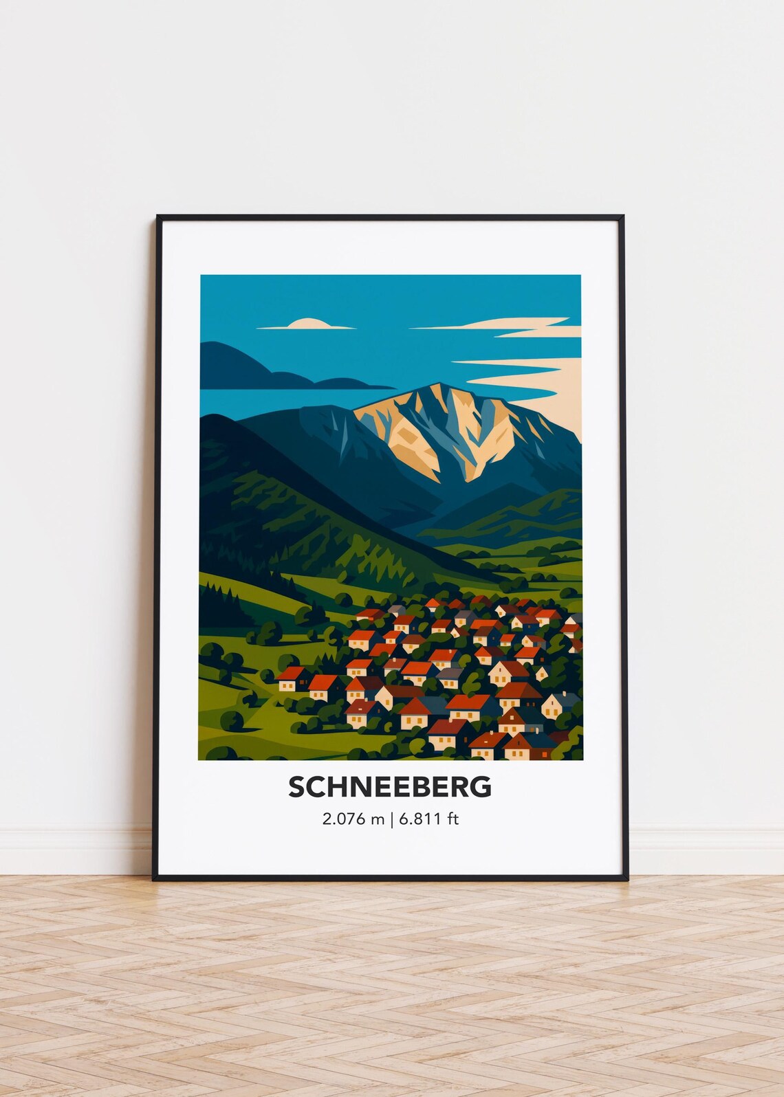 Schneeberg Mountain, Minimalist Art Print