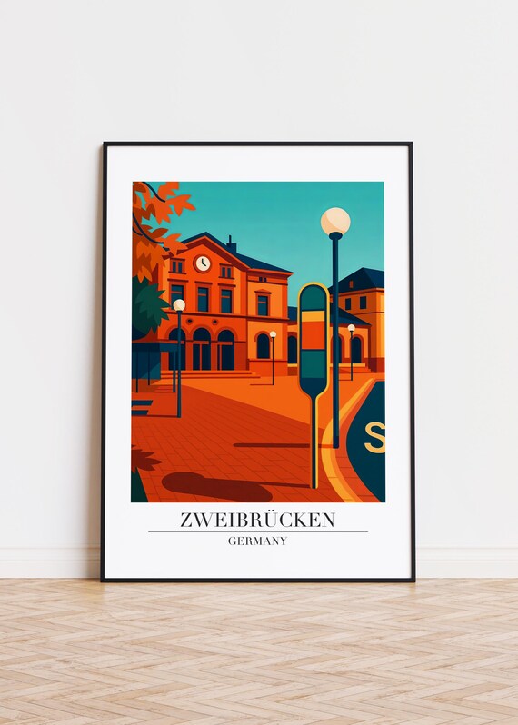 Zweibrcken Germany Poster City Illustration Art Print