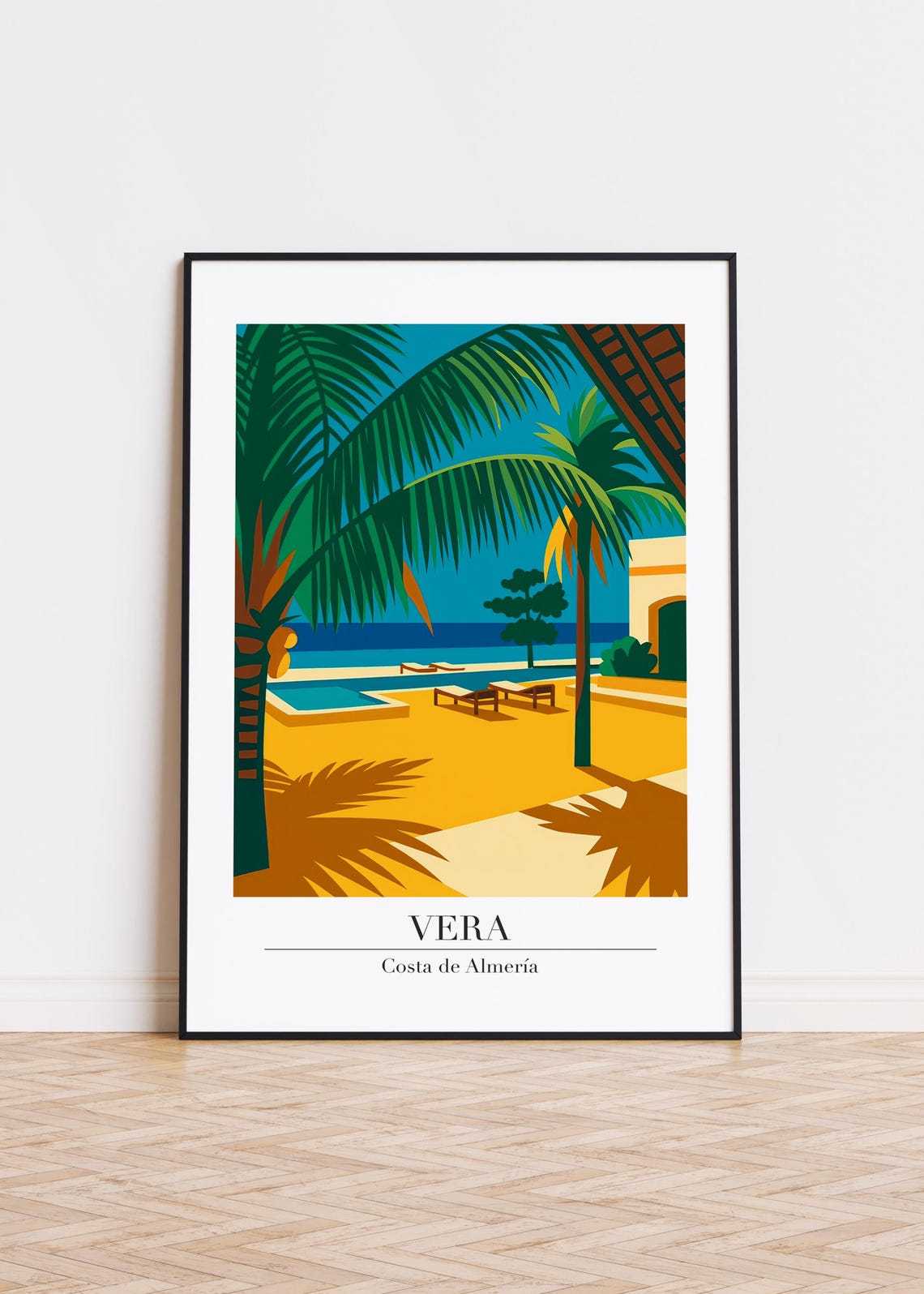 Vera Costa de Almeria Palm Beach Resort Modern Travel Poster