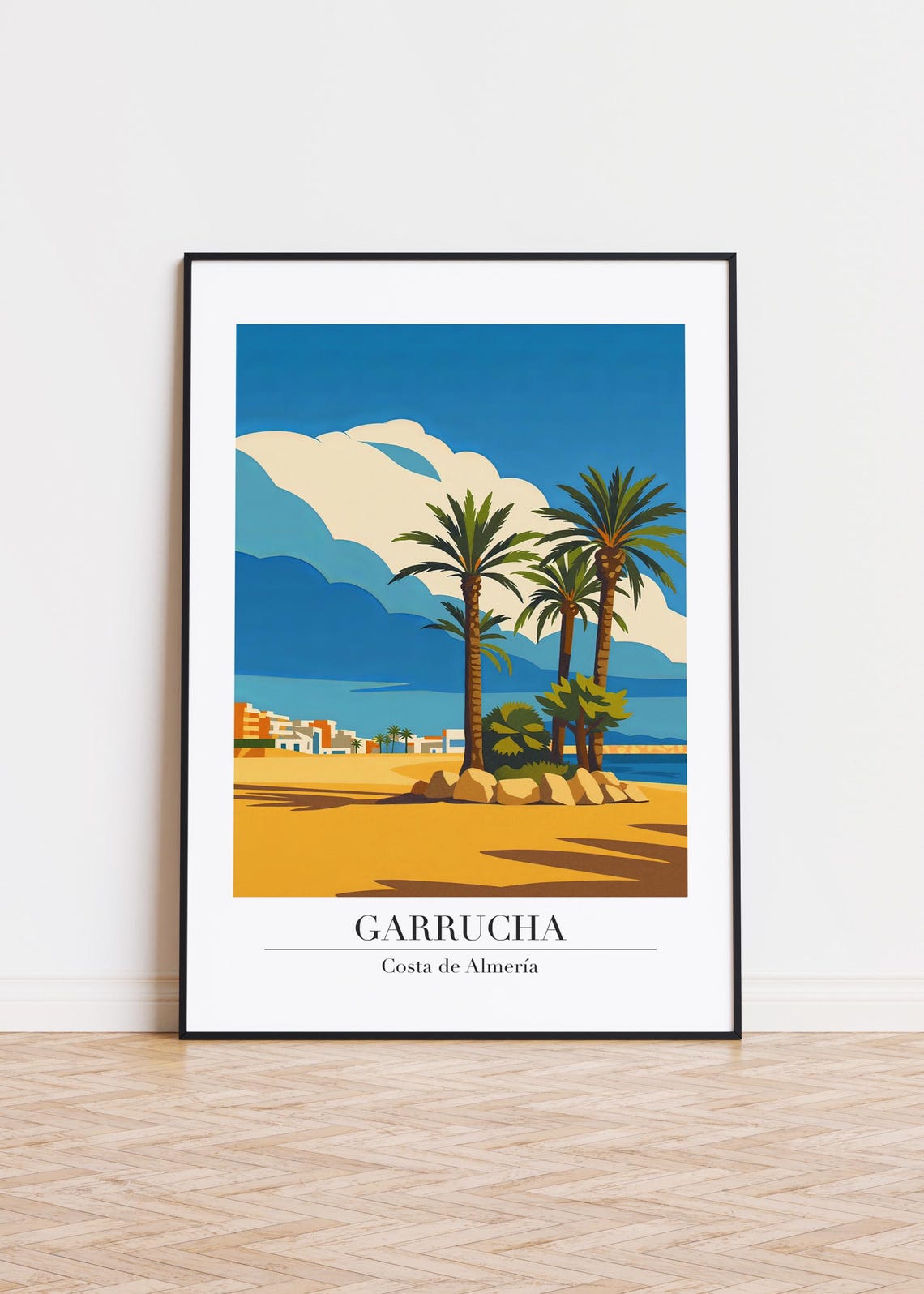 Garrucha Costa de Almeria Palm Trees Beach Modern Travel Poster