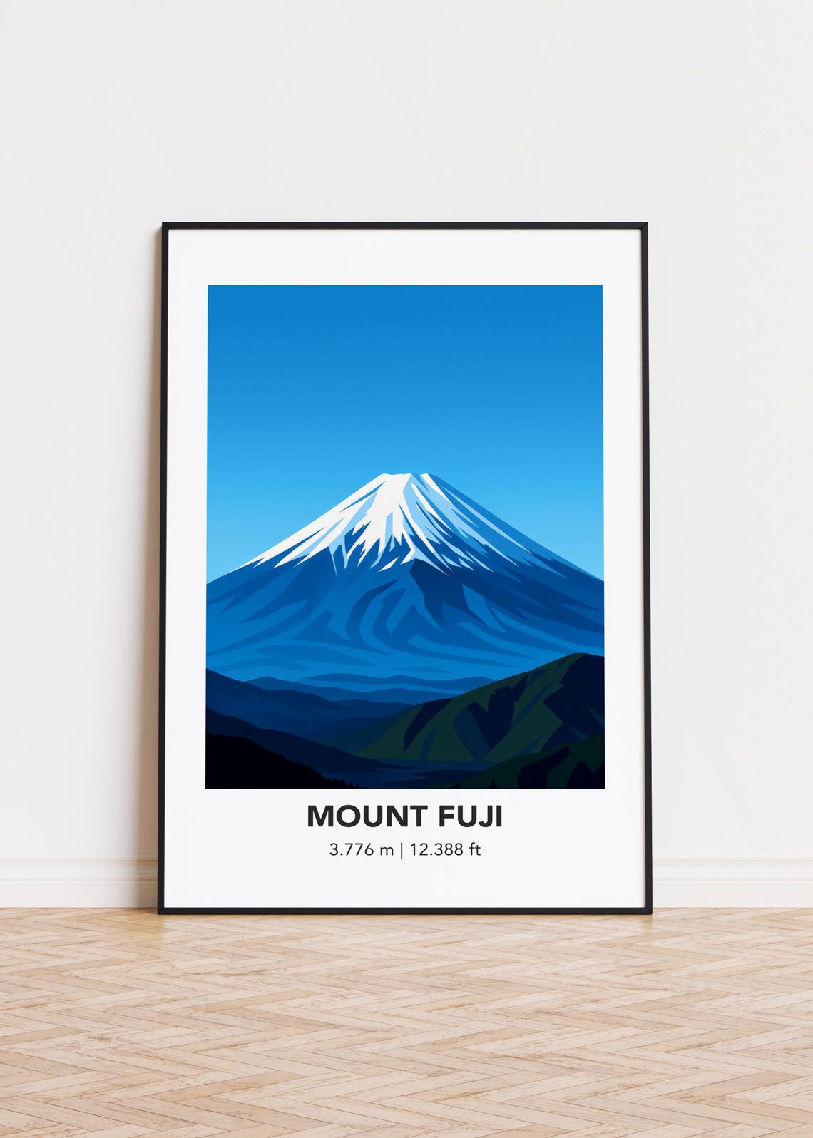 Mount Fuji Minimalist Mountain Illustration Japan Peak Art Poster