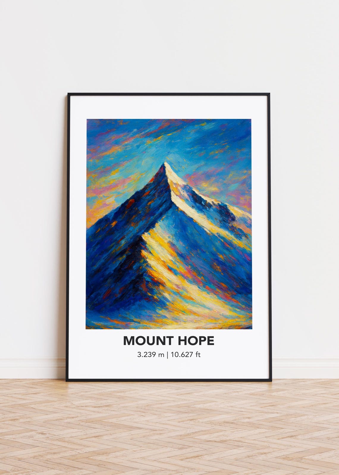 Mount Hope Snowy Peak Sunset Oil Painting Poster Mountain Decor