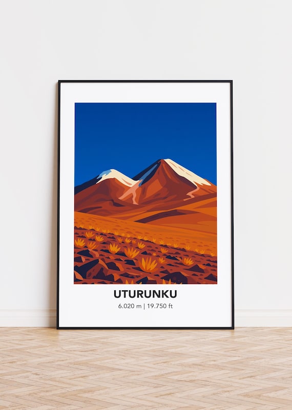 Uturunku Illustration Art Print Modern Mountain Poster