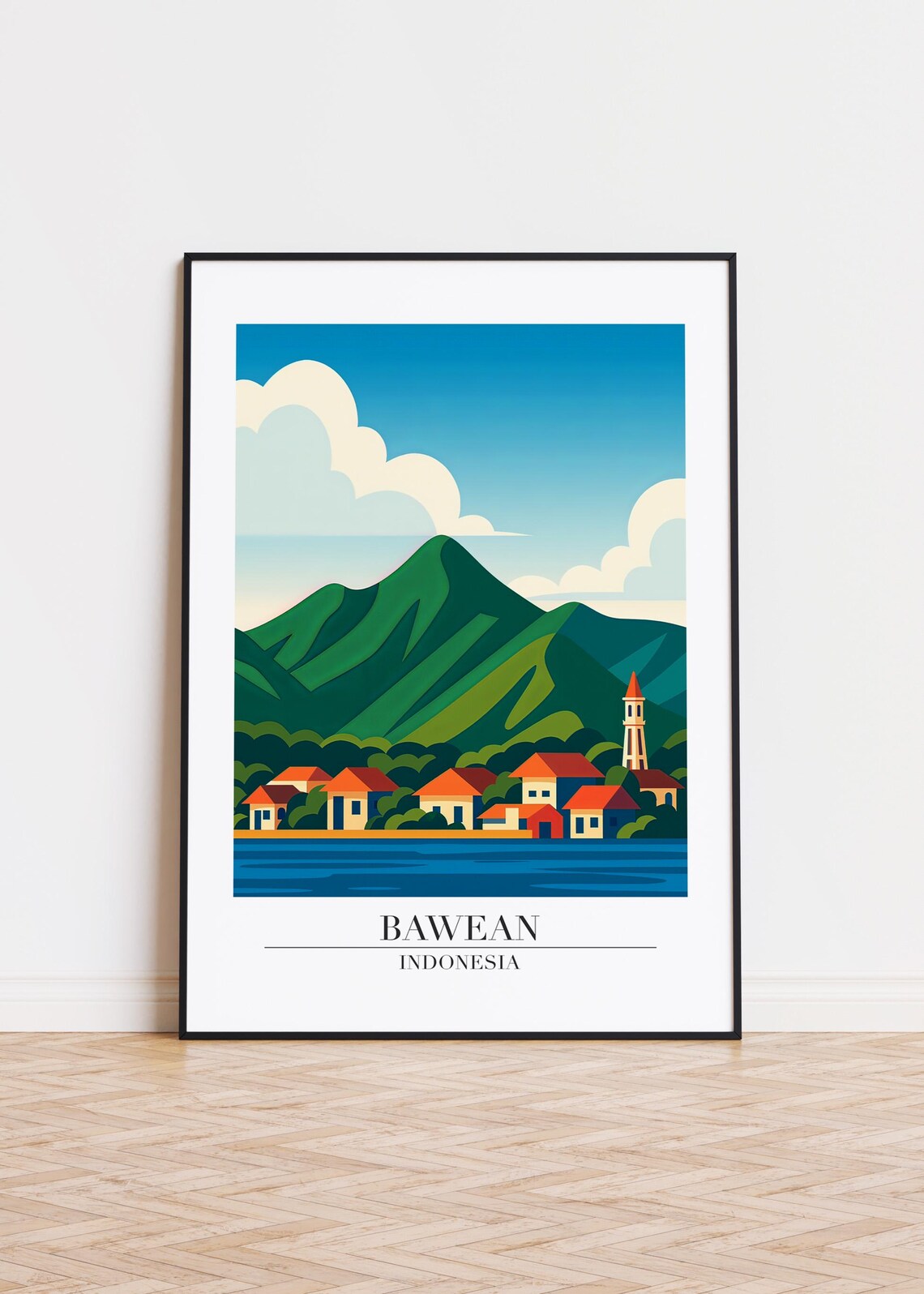 Bawean Indonesia Modern City Illustration Poster
