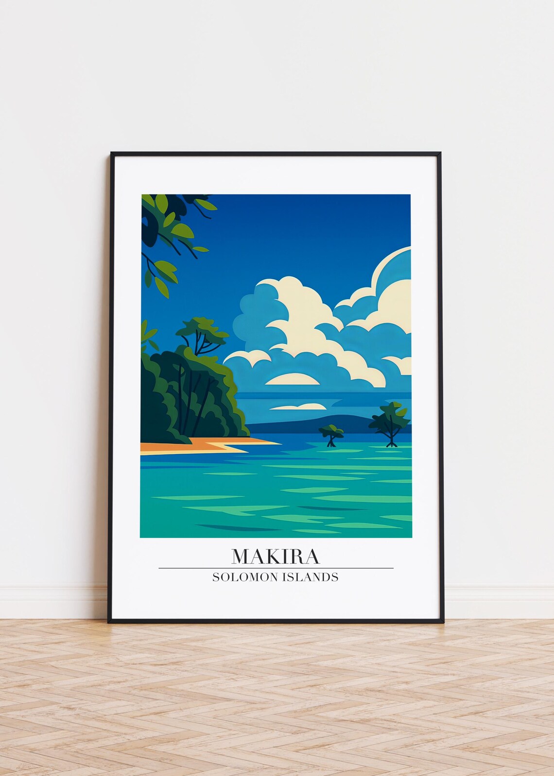 Makira Cityscape, Solomon Islands Travel Poster