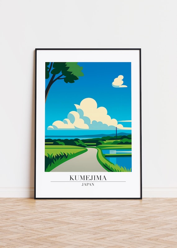 Kumejima Japan Poster Modern Illustration Art Print