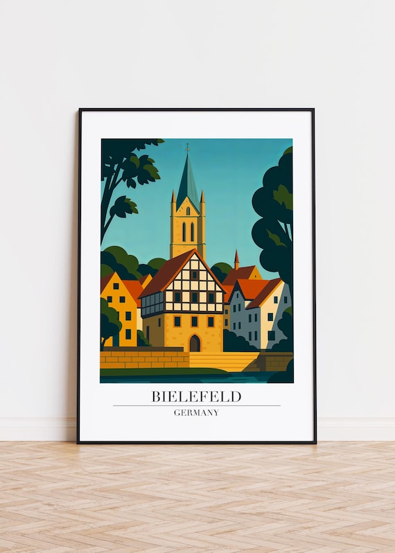 Bielefeld Germany Historic Half Timbered Town Church Travel Poster
