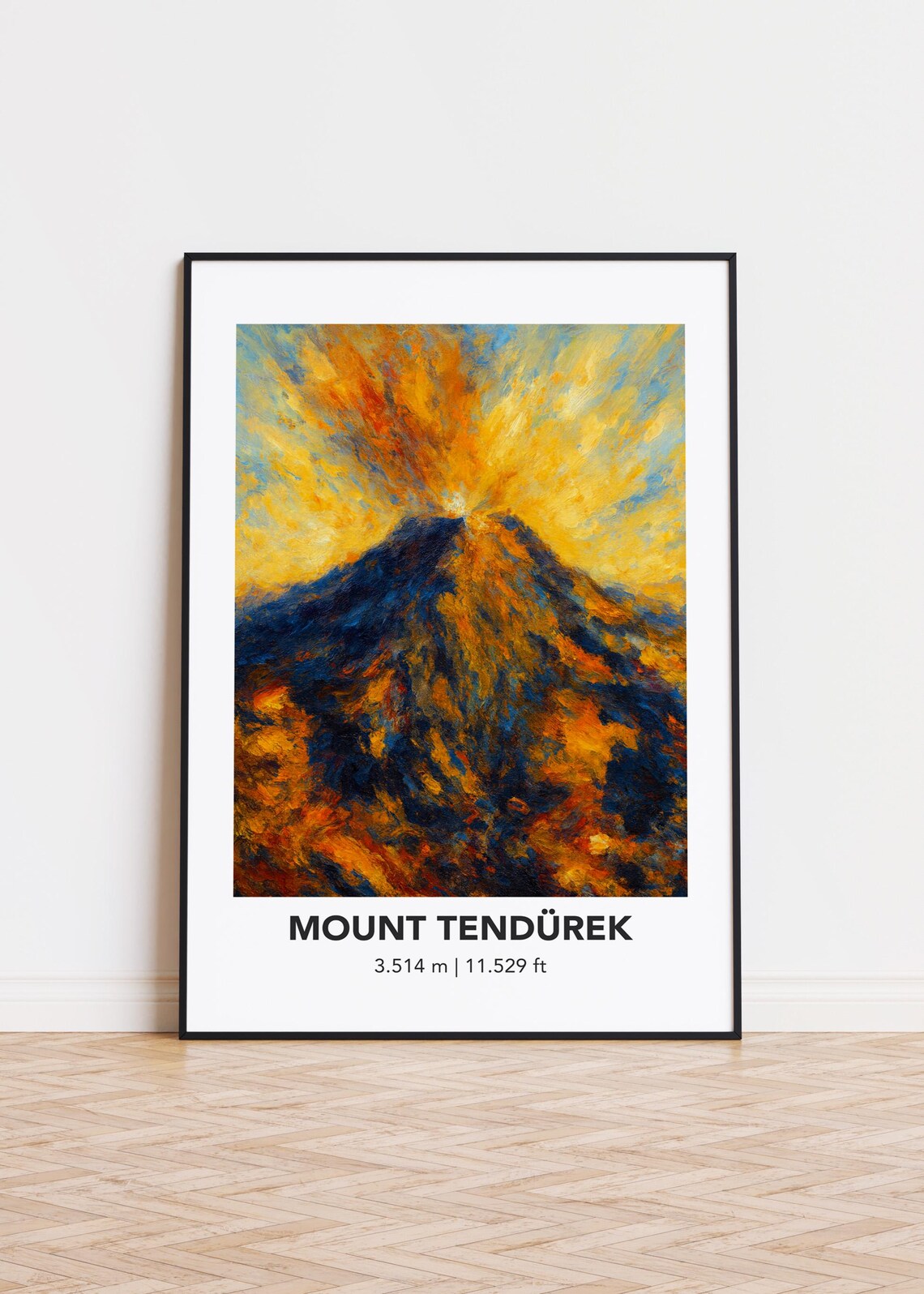 Mount Tendurek Peak Golden Sunset Modern Oil Painting Travel Poster