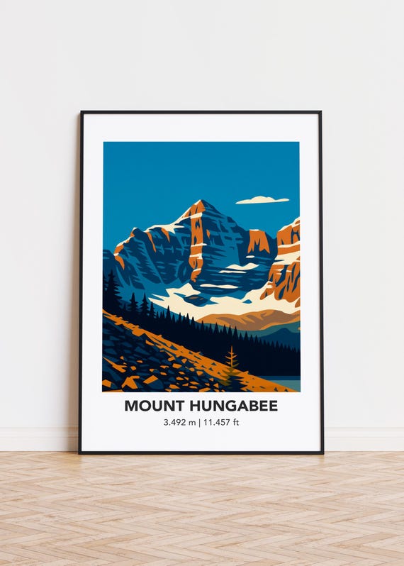 Mount Hungabee Print Mountain Illustration Art Poster