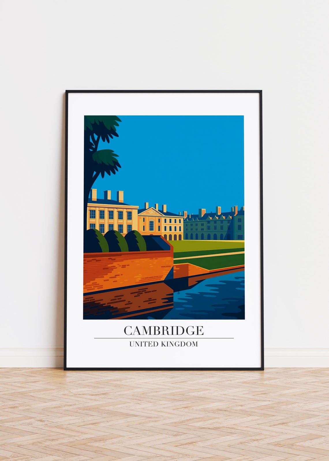 Cambridge Uk Poster Illustrated City Art Print