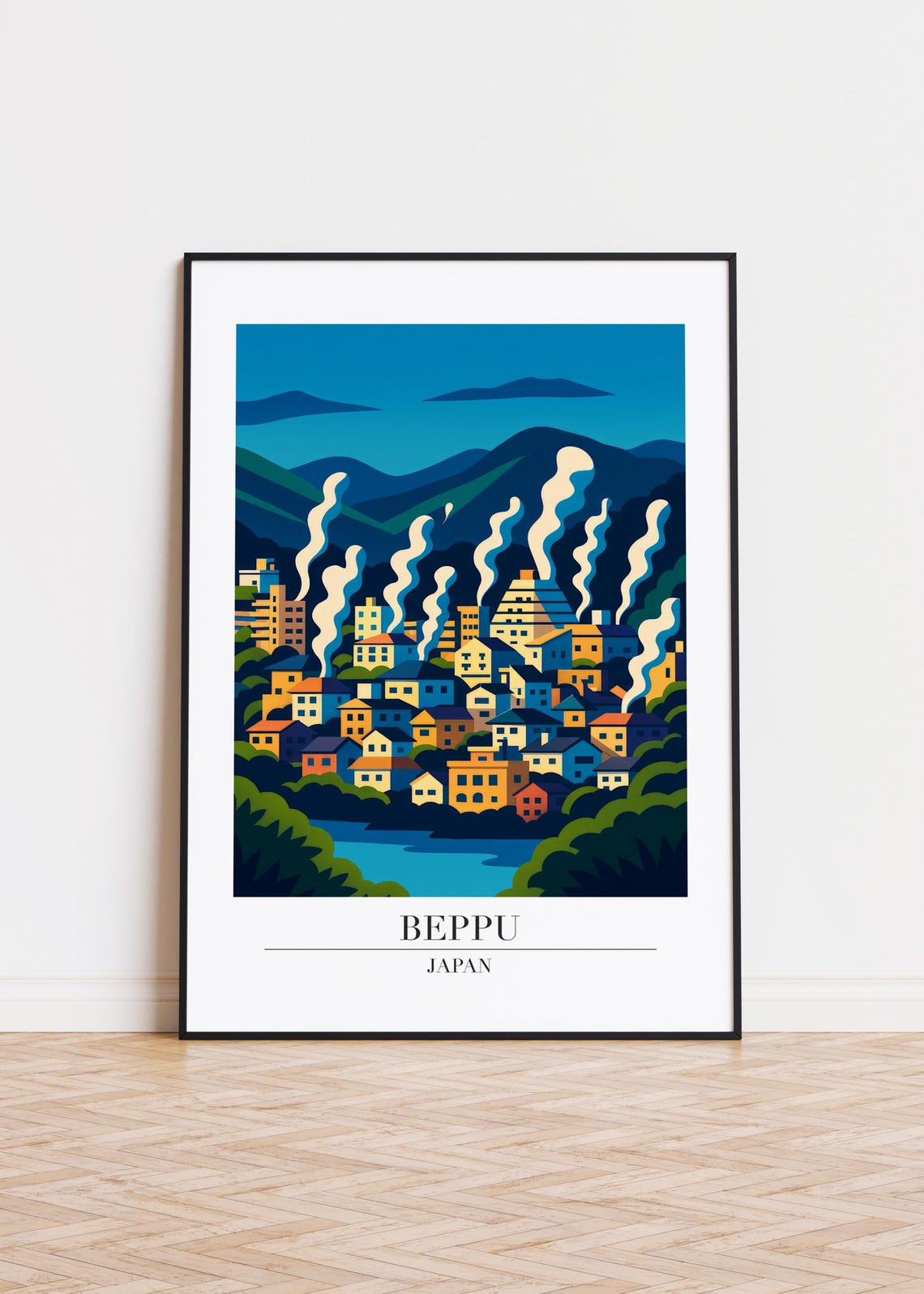 Beppu City Poster Modern Travel Art Print