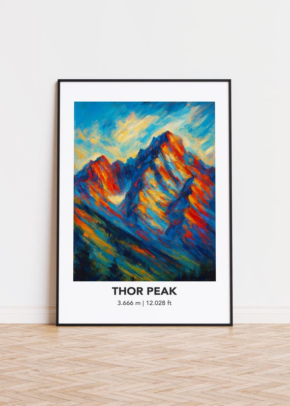 Thor Peak Poster Mountain Print Modern Oil Painting Style Art