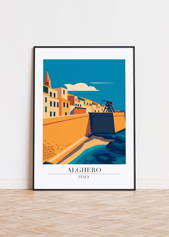 Alghero Italy Poster Skyline Art Print Modern Home Decor