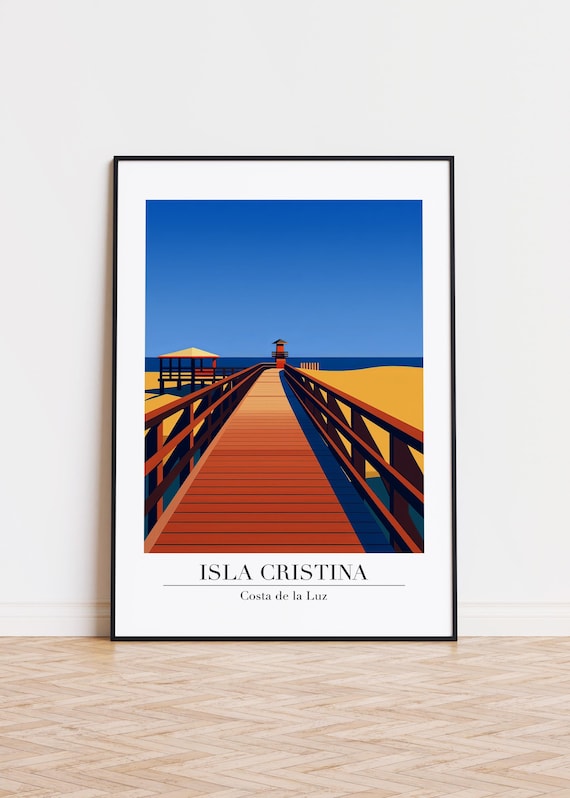 Isla Cristina Costa de la Luz Wooden Boardwalk Dunes Travel Poster