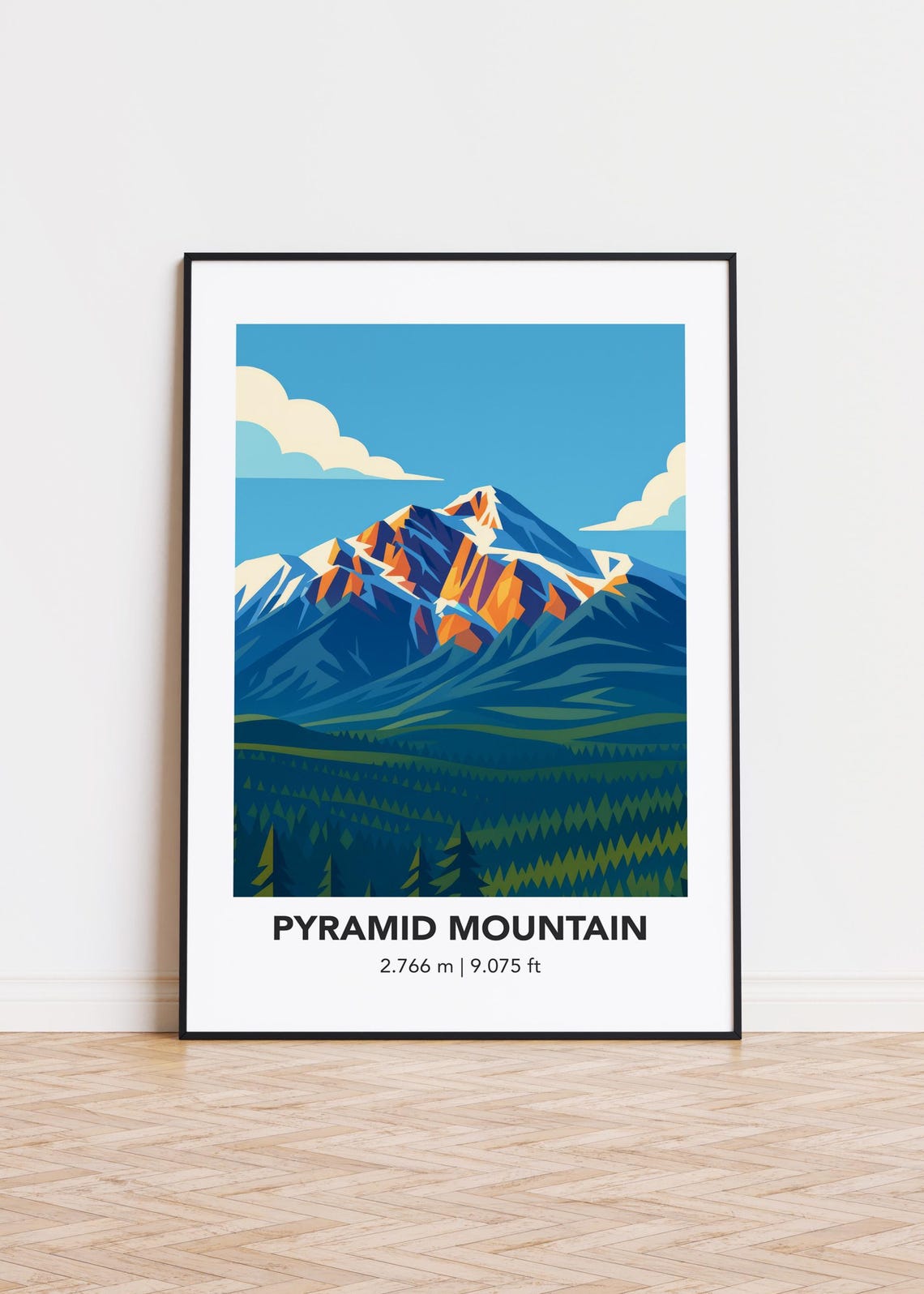 Minimalist Pyramid Mountain Art Print Modern Mountainscape Poster