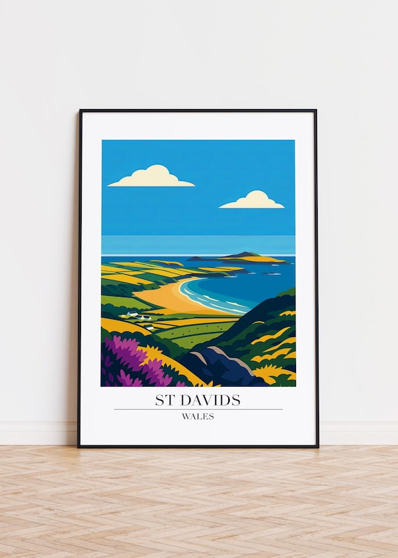 St Davids Wales Poster Modern Illustration Art Print