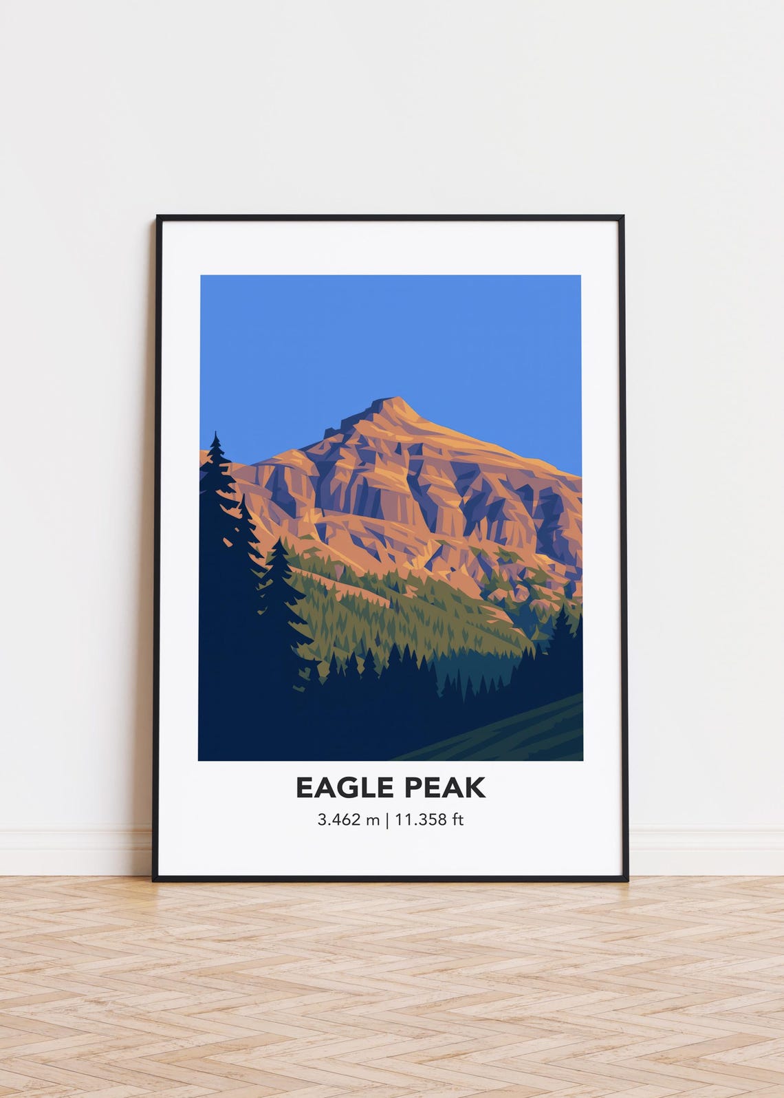 Eagle Peak Mountain Art Print Modern Minimalist Illustration