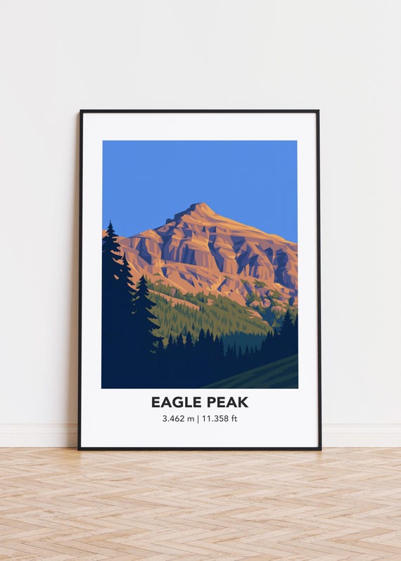 Eagle Peak Mountain Art Print Modern Minimalist Illustration
