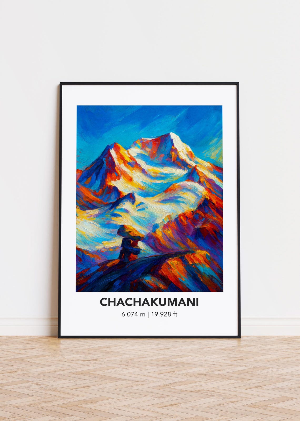 Chachakumani Peak Vibrant Oil Painting Style Mountain Poster