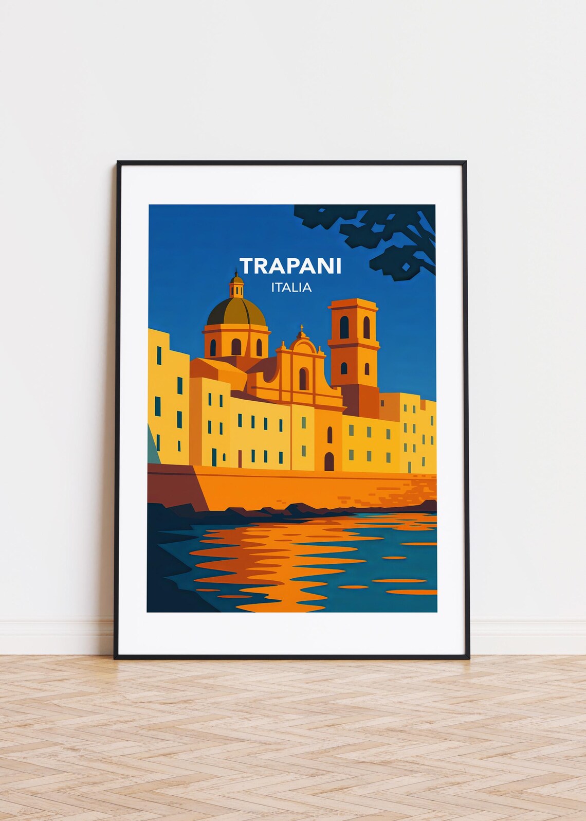 Trapani Italy Poster, Modern City Illustration