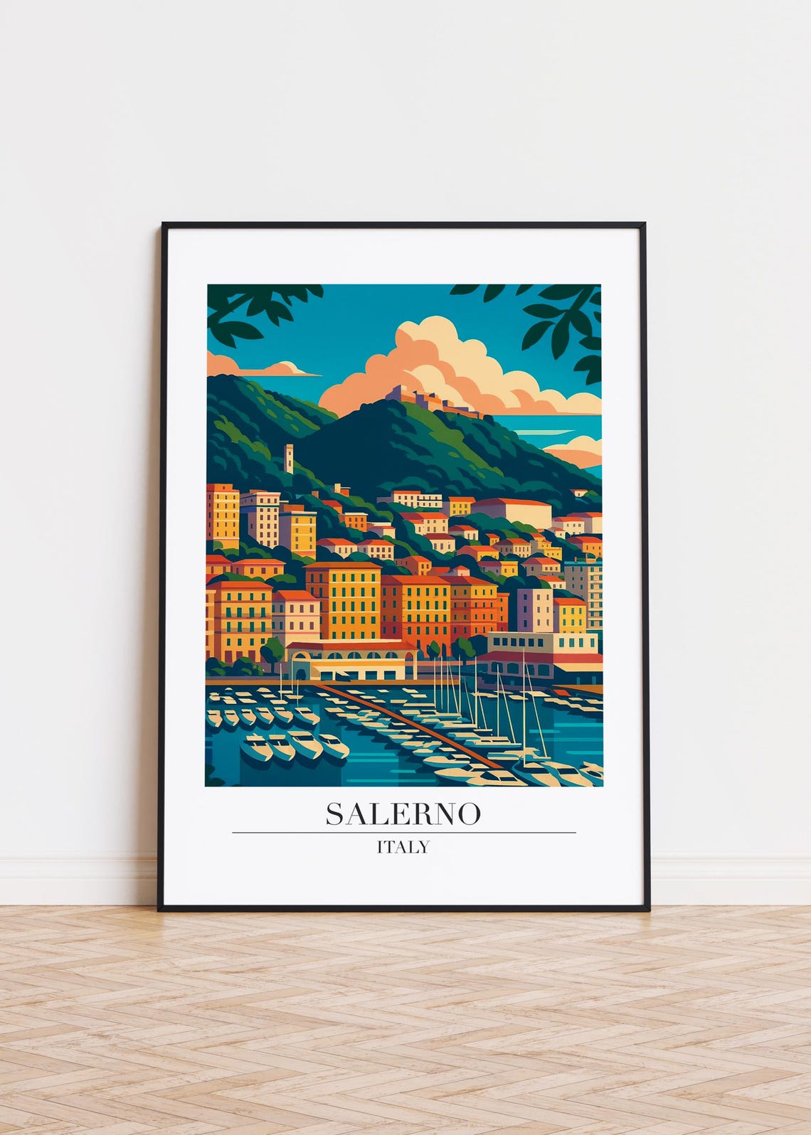 Salerno Italy Modern City Poster Print
