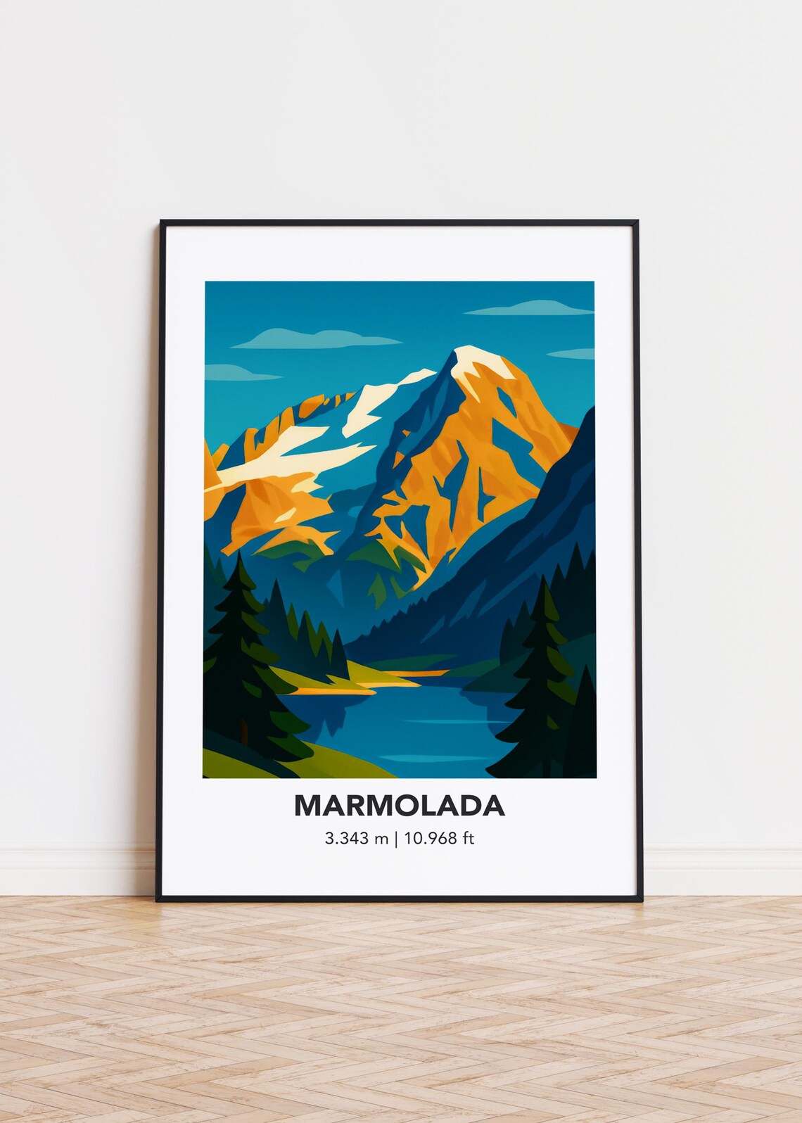 Marmolada Mountain Poster Print Illustration Art
