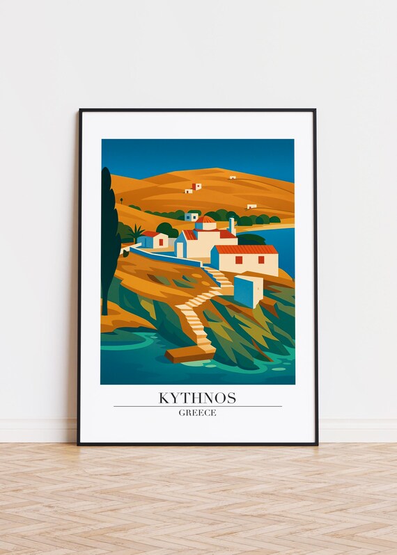 Kythnos Greece Poster Modern Travel Illustration Art
