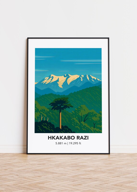 Hkakabo Razi Poster Mountain Illustration Art Print