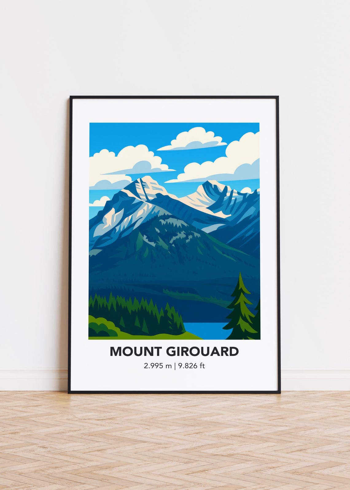 Mount Girouard Poster Mountain Print Modern Minimalist Art