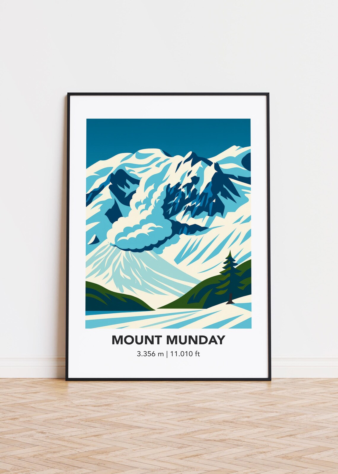Mount Munday Poster Print, Mountain Illustration