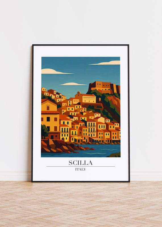 Scilla Italy Poster Cityscape Illustration Modern Wall Art