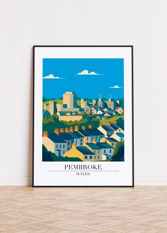 Pembroke Wales Poster City Illustration Art Print