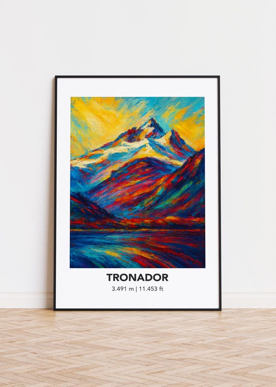 Tronador Mountain Print Modern Oil Painting Style Art Poster