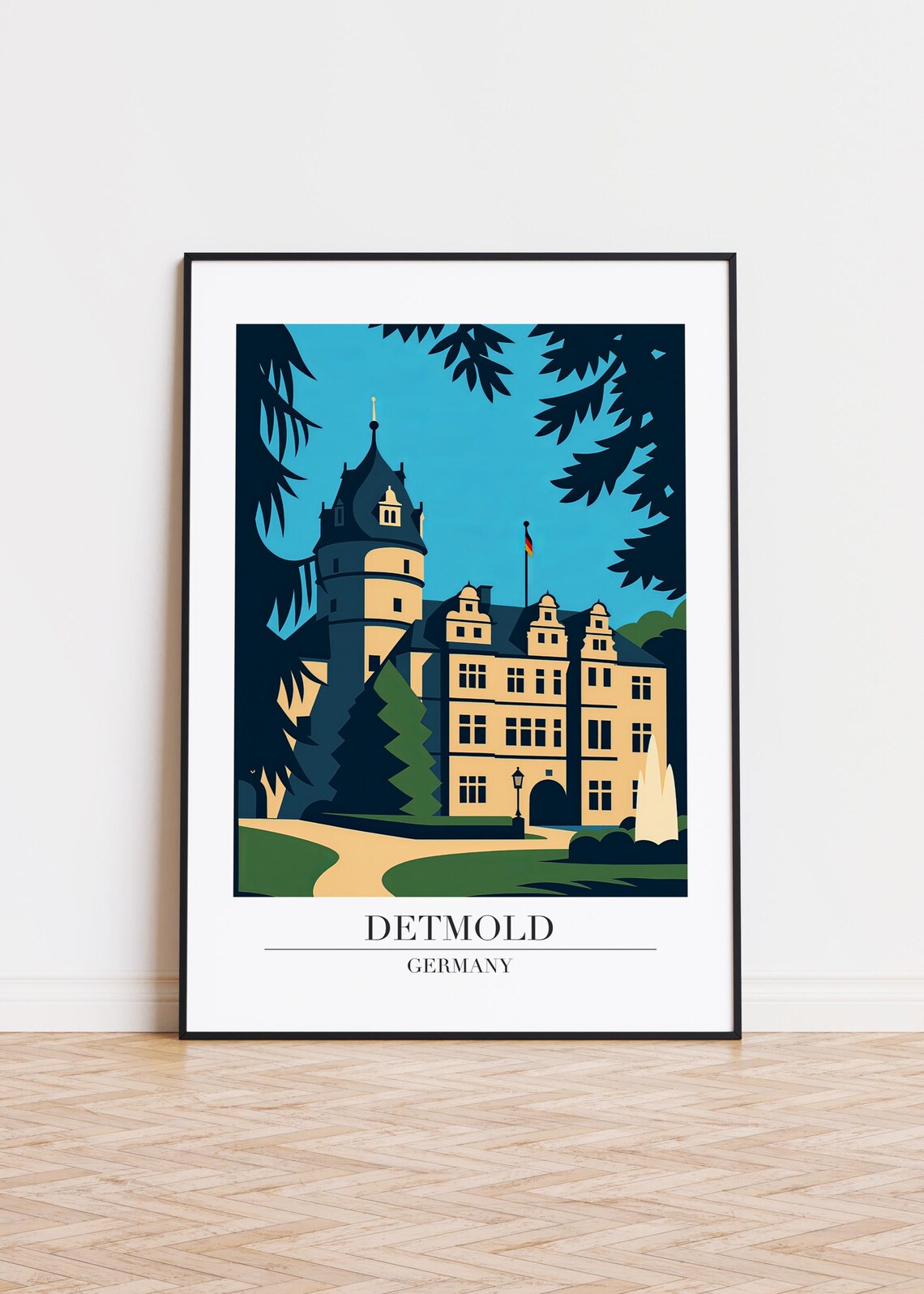 Detmold Germany Travel Poster, City Illustration