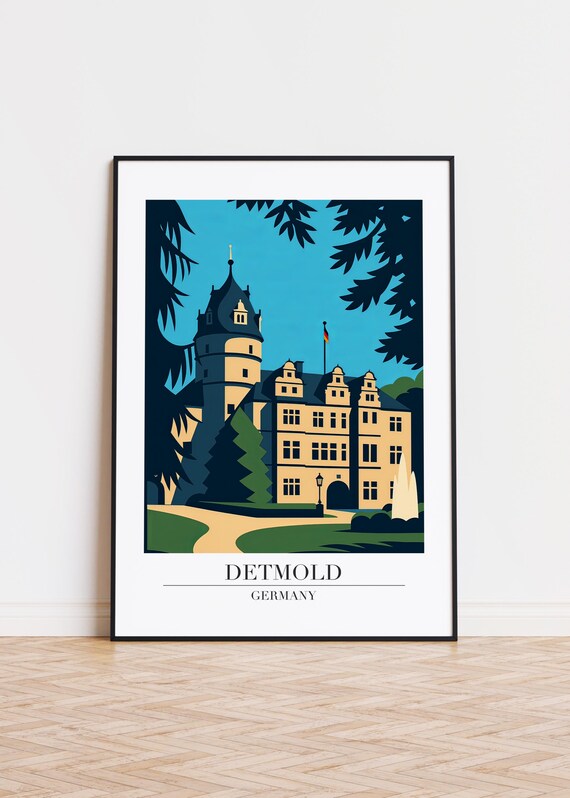 Detmold Germany Travel Poster, City Illustration